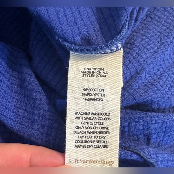 New SOFT SURROUNDINGS Lagunitas Hooded Midi Dress Blue Crinkle Pocket Asymmetric - Picture 11 of 13